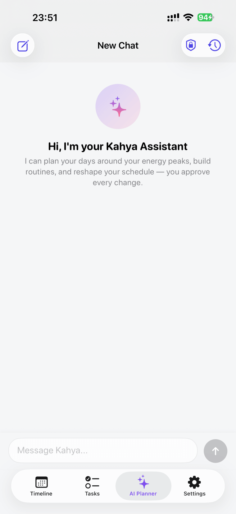Kahya AI Planner proposing an energy-aware schedule